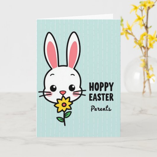 Hoppy Easter Parents Rabbit Card Karte (Gelbe Blume)
