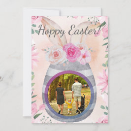Hoppy Easter photo in grey egg Einladung