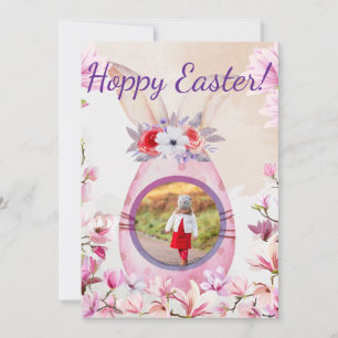 Hoppy Easter pink egg photo Einladung