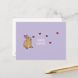 "Hoppy Easter" Punny Bunny Postcard Postkarte