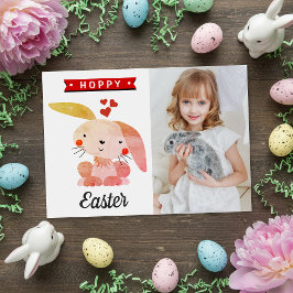 "Hoppy Easter" Whimsy Bunny Frohe Ostern Foto Karte