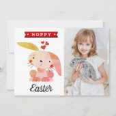 "Hoppy Easter" Whimsy Bunny Happy Easter Photo Karte (Vorderseite)