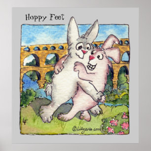 Hoppy Feet Cartoon Rabbits Poster drucken