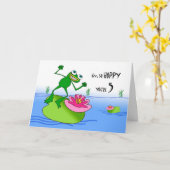 Hoppy Fifth Birthday, Funny Frog at Pond Karte (Gelbe Blume)