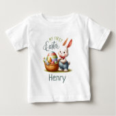 Hoppy First Oaster - Personalisiert Baby T-shirt (Vorderseite)