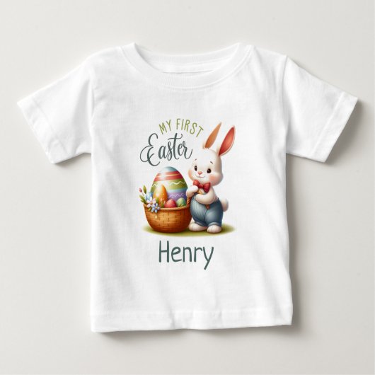 Hoppy First Oaster - Personalisiert Baby T-shirt (Vorderseite)