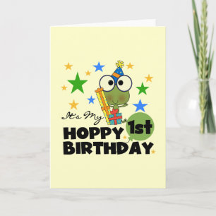 Hoppy Frog 1. Geburtstag T Shirts und Geschenke Karte