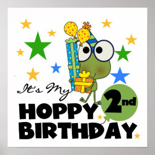 Hoppy Frog 2. Geburtstag T - Shirt und Geschenke Poster