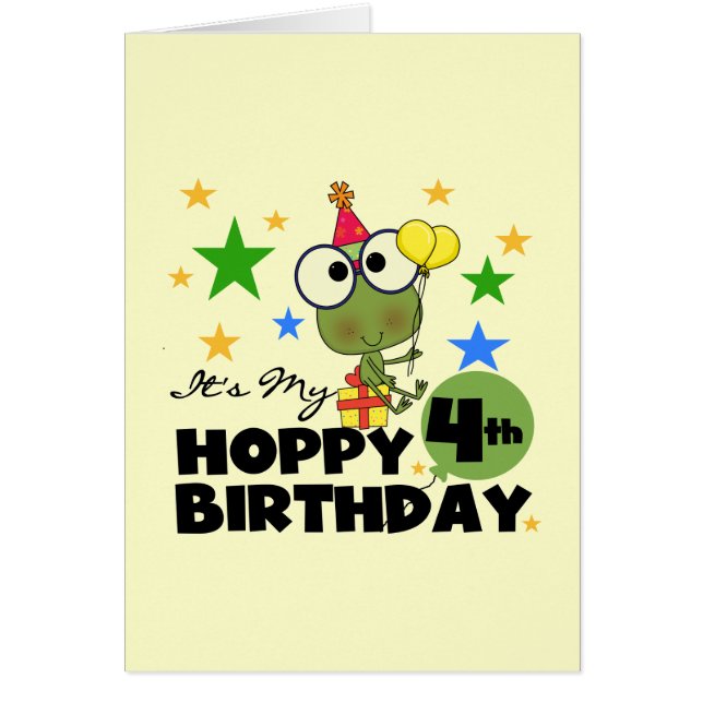 Hoppy Frog 4. Geburtstag T - Shirt und Geschenke (Vorne)