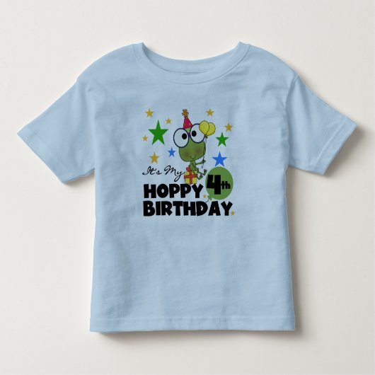 Hoppy Frog 4. Geburtstag T - Shirt und Geschenke (Vorderseite)