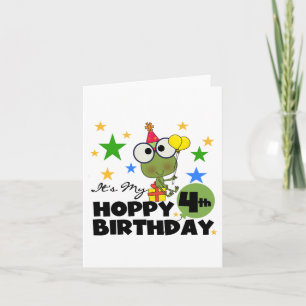 Hoppy Frog 4. Geburtstag T - Shirt und Geschenke Karte