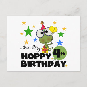 Hoppy Frog 4. Geburtstag T - Shirt und Geschenke Postkarte