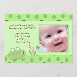 HOPPY FROG Baby Foto Geburtsankündigung Ankündigung
