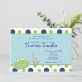 HOPPY FROG Froggy Baby Dusche Einladung (Stehend Vorderseite)