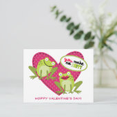 Hoppy Frog Pink Heart Valentine Postkarte (Stehend Vorderseite)