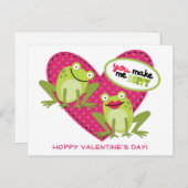 Hoppy Frog Pink Heart Valentine Postkarte (Vorne/Hinten)