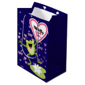 Hoppy Frog TOADally Liebe You Valentine Mittlere Geschenktüte (Vorderseite Schrägansicht)