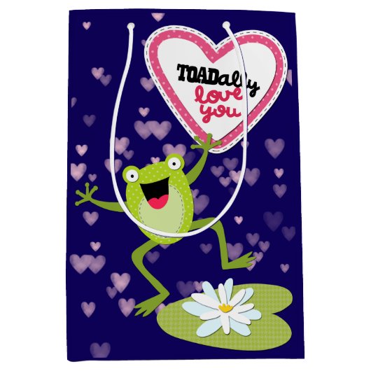Hoppy Frog TOADally Liebe You Valentine Mittlere Geschenktüte (Vorderseite)