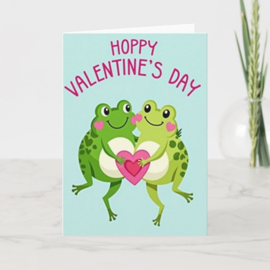 Hoppy Frog Valentine Card Karte (Vorderseite)