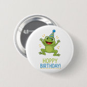 Hoppy Geburtstag Lustiger Frosch Kinder Button (Vorne & Hinten)