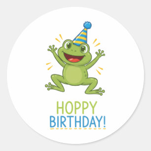 Hoppy Geburtstag Lustiger Frosch Kinder Runder Aufkleber