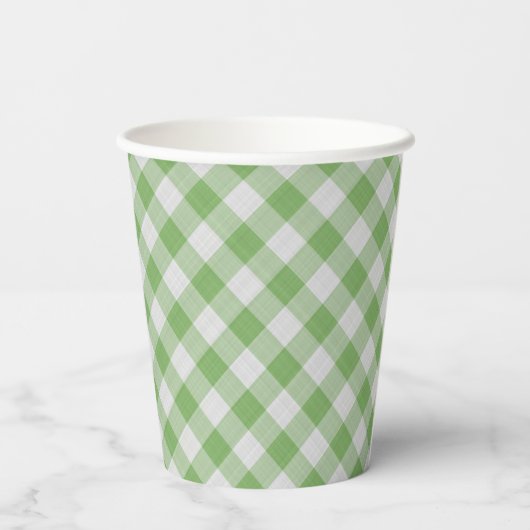 Hoppy Happy Oaster Bunny Green Gingham Pattern Pap Pappbecher (Rückseite)