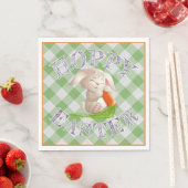 Hoppy Happy Oaster Bunny Green Gingham Pattern Serviette (Beispiel)