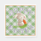 Hoppy Happy Oaster Bunny Green Gingham Pattern Serviette (Vorderseite)