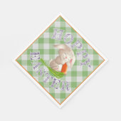 Hoppy Happy Oaster Bunny Green Gingham Pattern Serviette (Ecke)