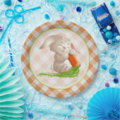 Hoppy Happy Oaster Bunny Orange Gingham Pattern Pappteller (Party)