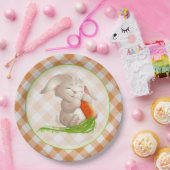 Hoppy Happy Oaster Bunny Orange Gingham Pattern Pappteller (Party)
