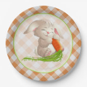 Hoppy Happy Oaster Bunny Orange Gingham Pattern Pappteller (Vorderseite)