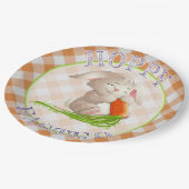 Hoppy Happy Oaster Bunny Orange Gingham Pattern Pappteller (Schrägansicht)