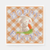 Hoppy Happy Oaster Bunny Orange Gingham Pattern Serviette (Vorderseite)
