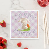Hoppy Happy Oaster Bunny Pink Gingham Pattern Serviette (Beispiel)
