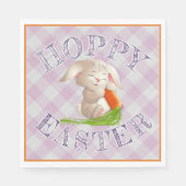 Hoppy Happy Oaster Bunny Pink Gingham Pattern Serviette (Vorderseite)