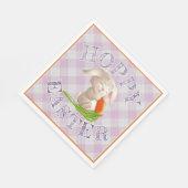 Hoppy Happy Oaster Bunny Pink Gingham Pattern Serviette (Ecke)