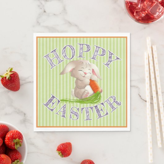 Hoppy Happy Oaster Bunny Stripes Muster Serviette (Beispiel)