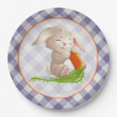 Hoppy Happy Oaster Bunny Violet Gingham Pattern Pappteller (Vorderseite)