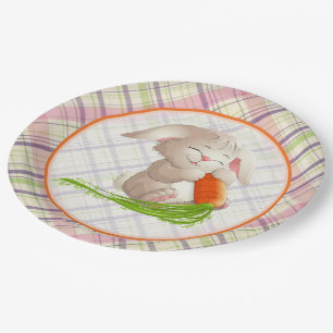 Hoppy Happy Ostersonnige Streifen und Kariertes Mu Pappteller