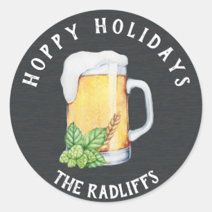 Hoppy Holidays Bier Tasse Personalisiert Sticker