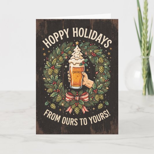Hoppy Holidays Bier Weihnachtskarte Karte (Vorderseite)
