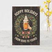 Hoppy Holidays Bier Weihnachtskarte Karte (Gelbe Blume)