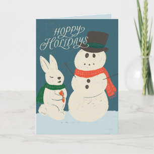 Hoppy Holidays Bunny & Snowman Grußkarte Karte
