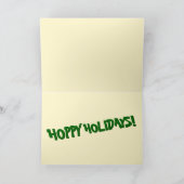 Hoppy Holidays Cartoon Frogs Weihnachtsmannmützen  Feiertagskarte (Innenseite)