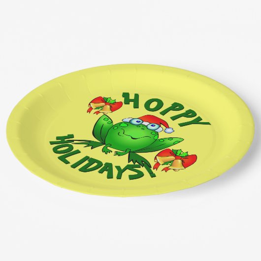 Hoppy Holidays Cartoon Weihnachtsfrosch Bells Pappteller