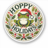 Hoppy Holidays Frohen Weihnachten Aufkleber (Vorderseite)