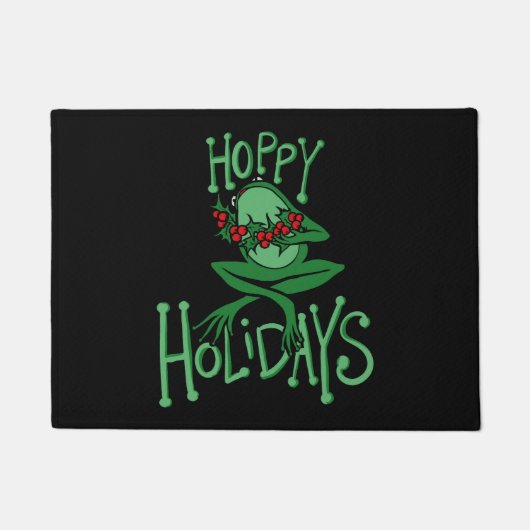 Hoppy Holidays Funny Christmas Frog Fußmatte (Vorderseite)