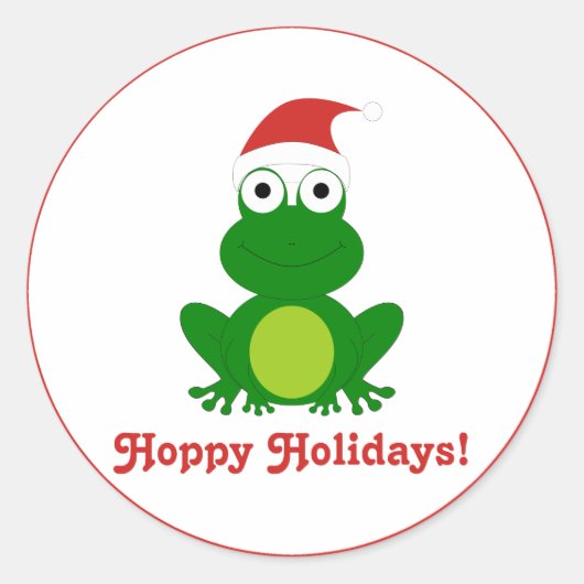 Hoppy Holidays Santa Frog Runder Aufkleber (Vorderseite)