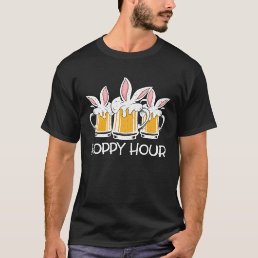 Hoppy Hour Funny Easter Beer Pints Bunny Ears Drin T-Shirt (Vorderseite)